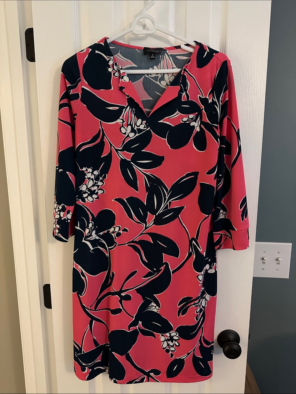 The Limited Pink and Navy Floral Shift Dress